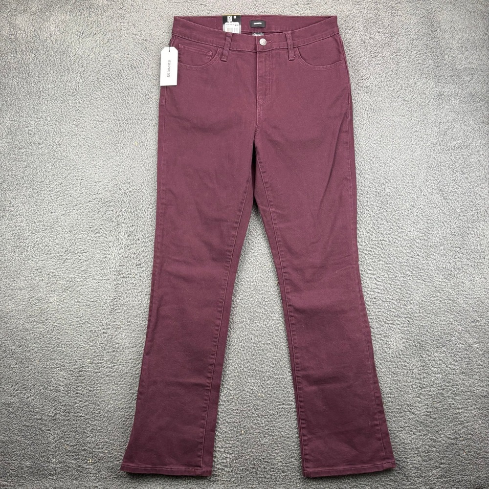 Express Women Size 12 Wine Wash‎ Bootcut Jeans Burgundy Denim EX010051 NWT